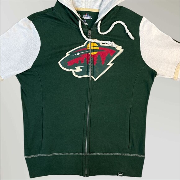 Minnesota Wild Full Zip Hoodie Sweatshirt NHL Majestic Pullover Jacket Sz Sm - Picture 2 of 7